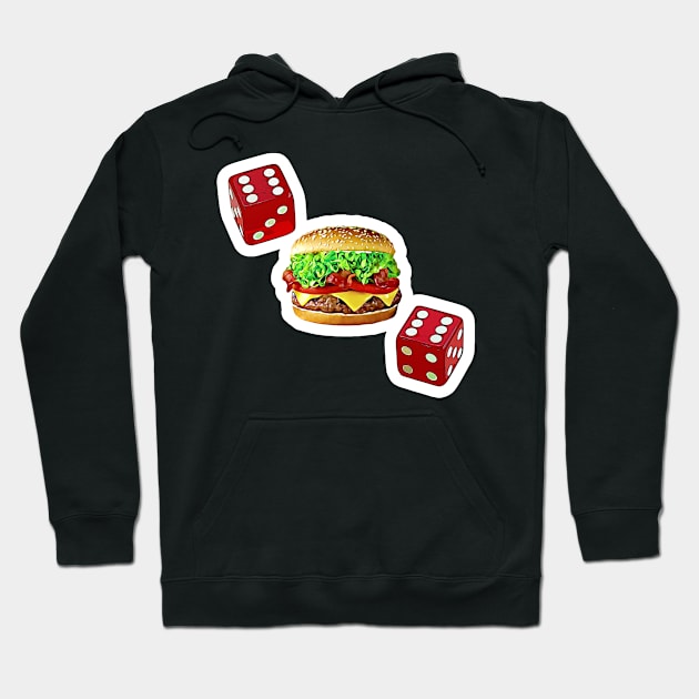 Funny Cheeseburger and Pair of Dice Song Spoof Hoodie by BubbleMench